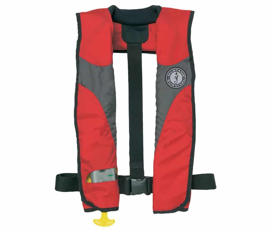 Mustang Deluxe Inflatable PFD with Sailing Harness Red Dive Rescue